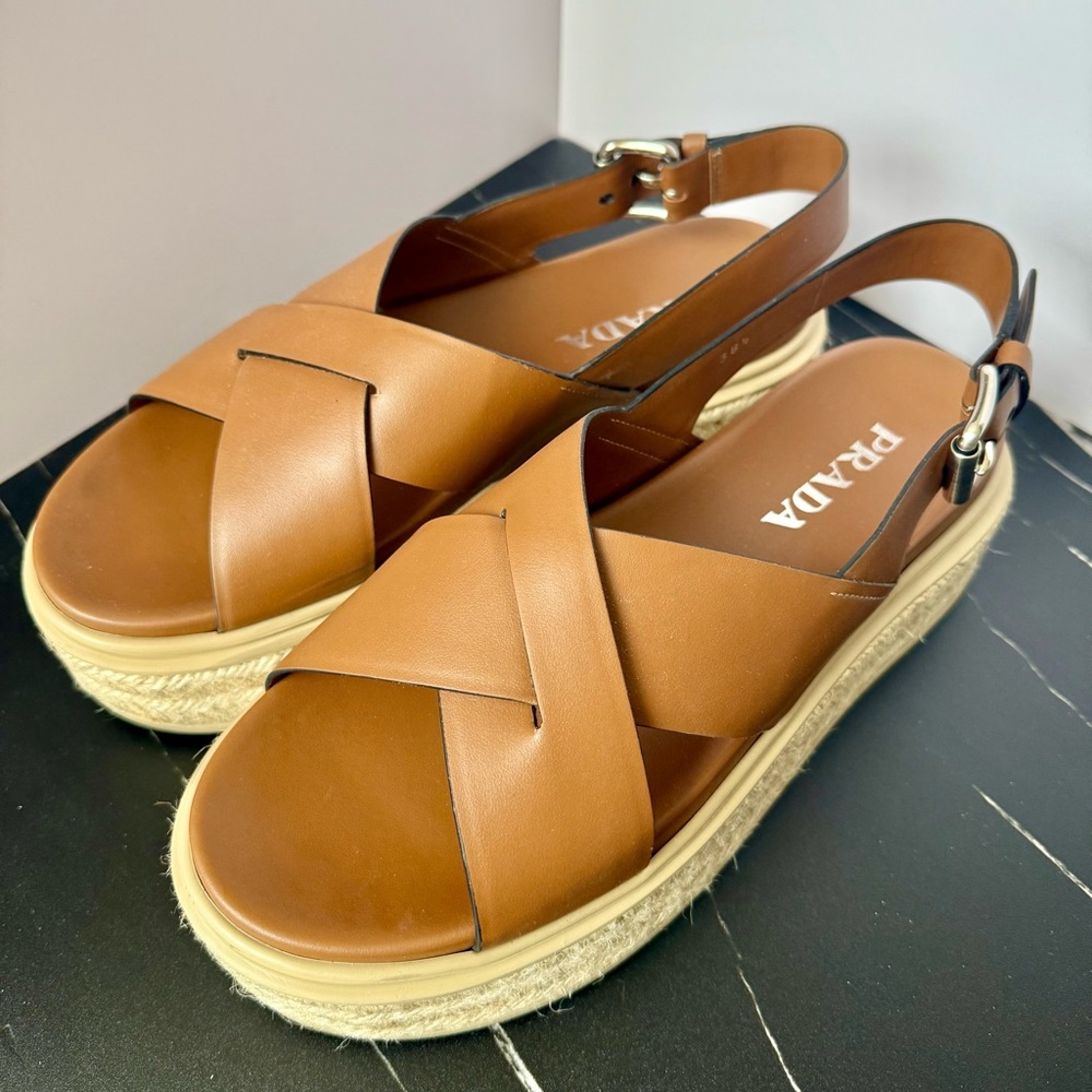 Prada Platform Espadrille Sandals